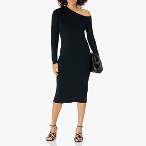 The Drop Women's Giselle Asymmetric Neckline Midi Sweater Dress